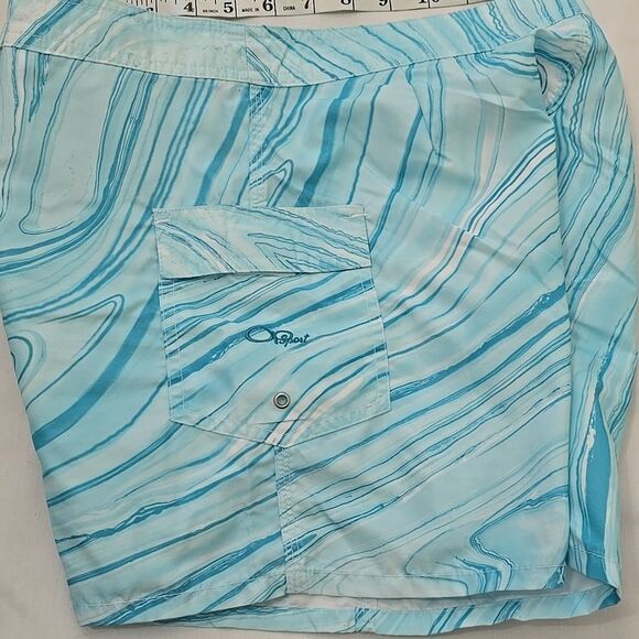 OP Sport, Vintage,blue Patterned Women's Shorts 7/8 - Picture 3 of 6